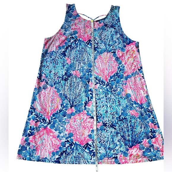 Lilly Pulitzer Kristen Swing Dress Day With Me Coral Shells Fish Print Size XL - Picture 7 of 8